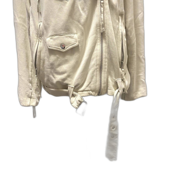 Free People‎ Rebel Knit Moto Jacket Bohemian Edgy in Vanilla Creme Size Small - Picture 4 of 7
